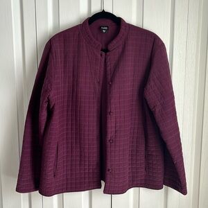 Eileen Fisher Plumb 100% Silk Quilted Jacket. Size Medium
